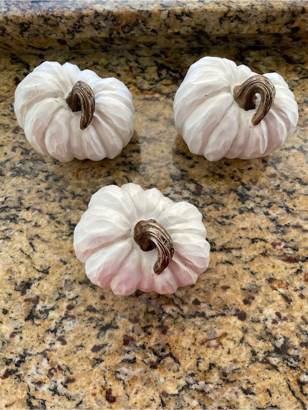 White Decorative Pumpkin Trio with Gold Stems - Home Accents Decor